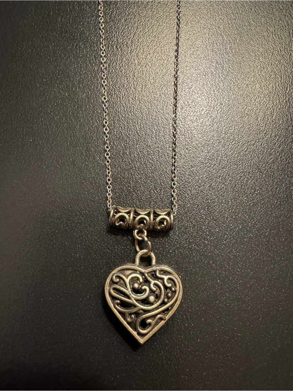 Sterling Silver Chain Filigree Heart Pendant Necklace - 14–16”